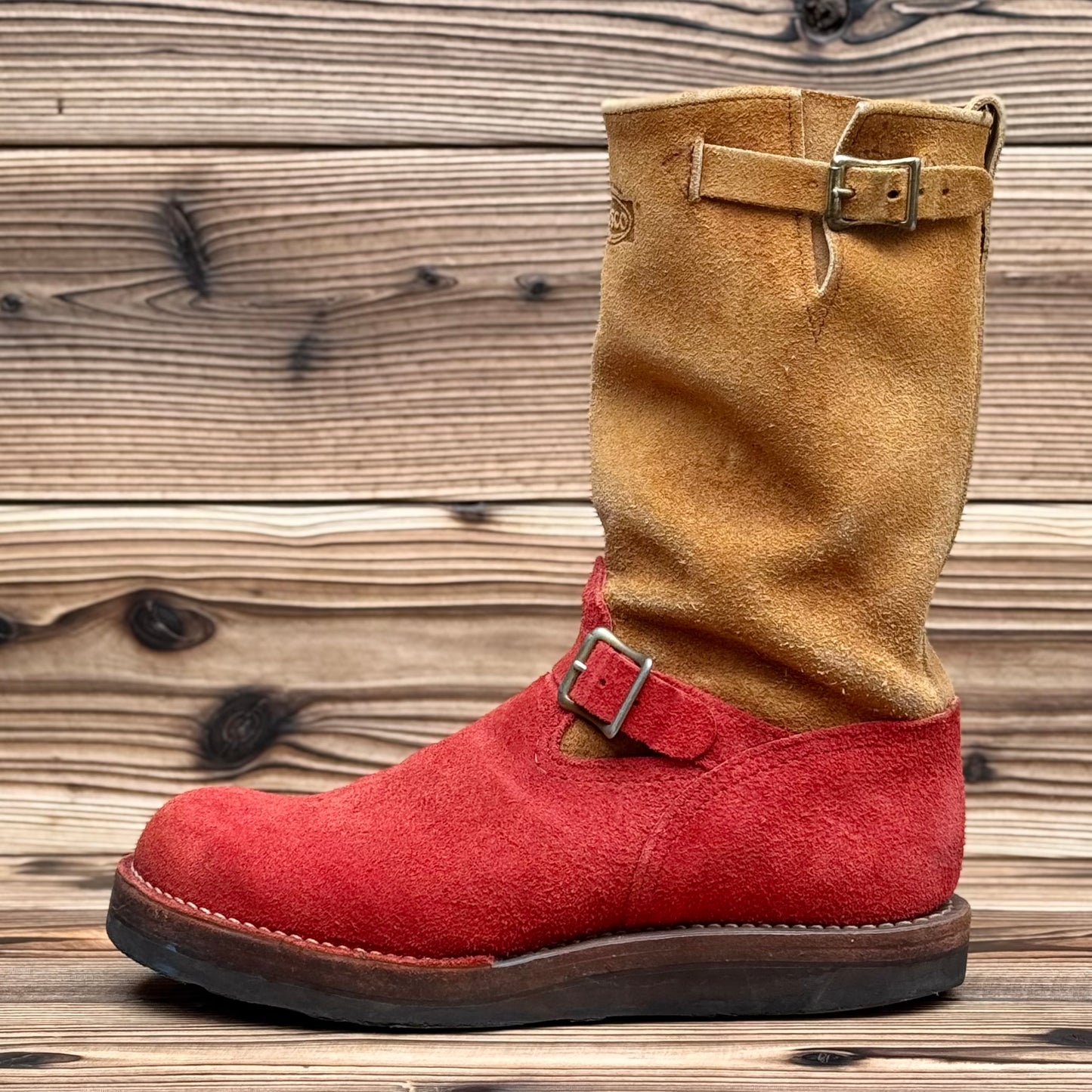 BOSS Roughout Red X Roughout Burlap 11"Height #4014 Vibram Black〈10EE〉