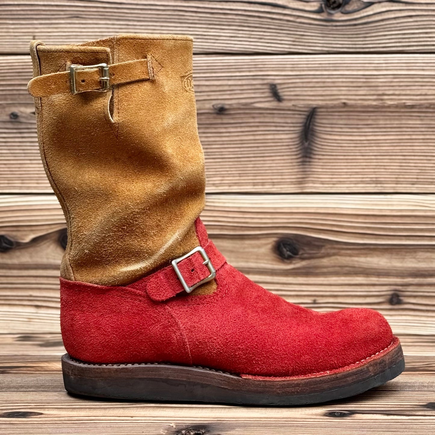 BOSS Roughout Red X Roughout Burlap 11"Height #4014 Vibram Black〈10EE〉