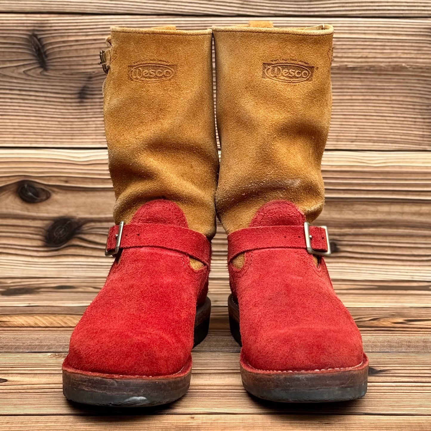 BOSS Roughout Red X Roughout Burlap 11"Height #4014 Vibram Black〈10EE〉