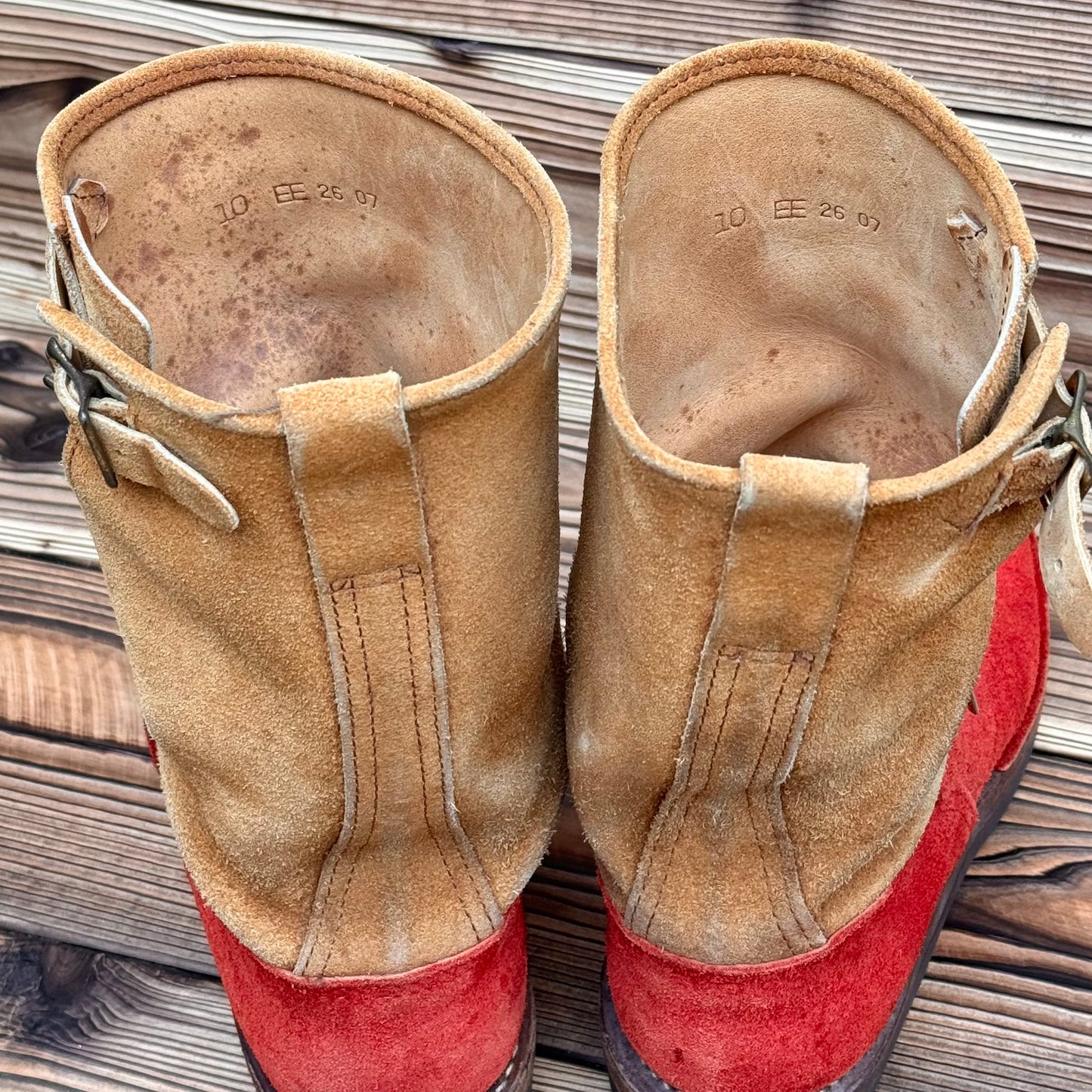 BOSS Roughout Red X Roughout Burlap 11"Height #4014 Vibram Black〈10EE〉