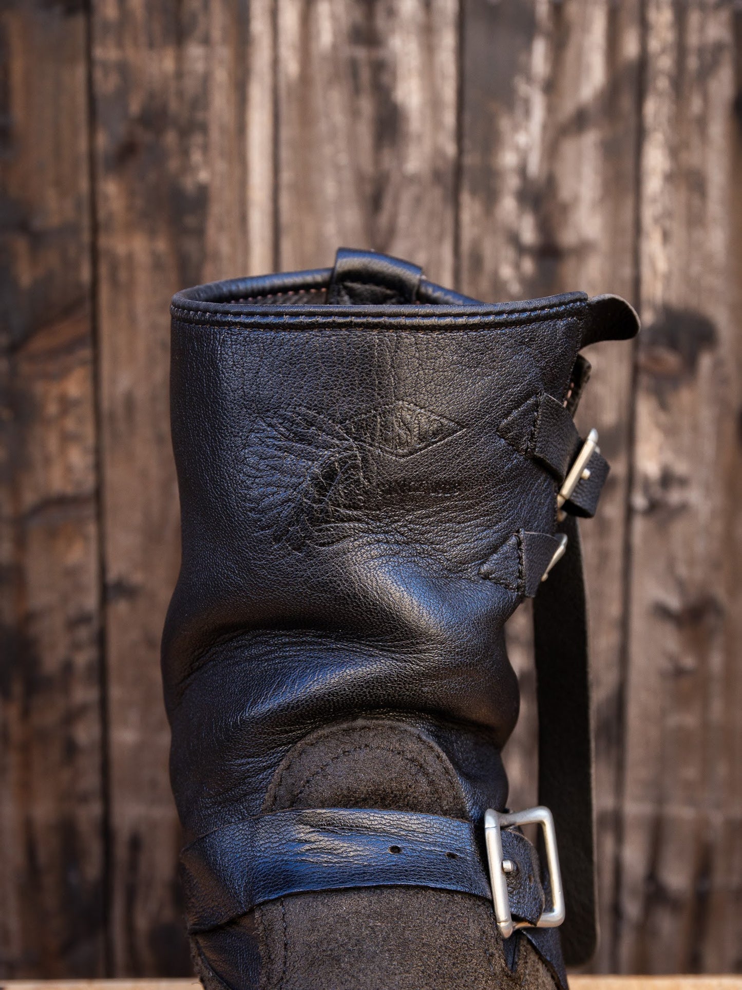 GOATSKIN BOSS Black Tie Domain Roughout x Black Goatskin 9"Height Raptor Sole Black 〈7 1/2E〉