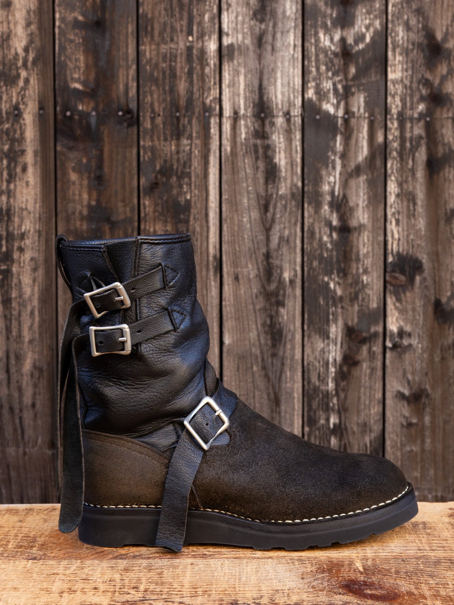 GOATSKIN BOSS Black Tie Domain Roughout x Black Goatskin 9"Height Raptor Sole Black 〈7 1/2E〉