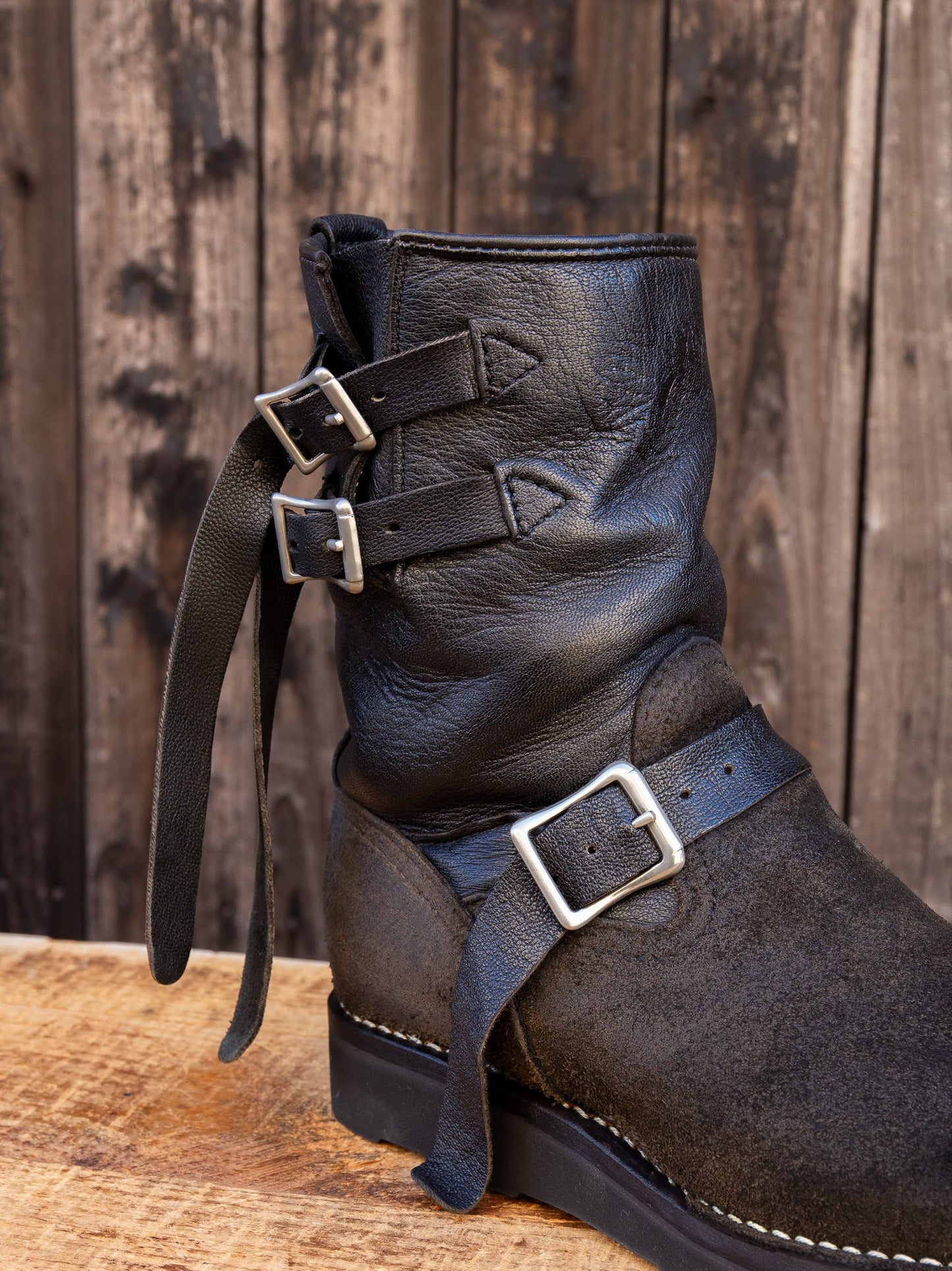 GOATSKIN BOSS Black Tie Domain Roughout x Black Goatskin 9"Height Raptor Sole Black 〈7 1/2E〉
