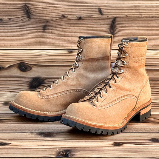 WESCO x Langlitz Leathers JOBMASTER Roughout Burlap x Black 8"Height #100 Vibram〈10D〉
