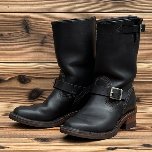Narrow Wesco Engineer Boots Black Fire 10"Height #700 Vibram〈7E〉
