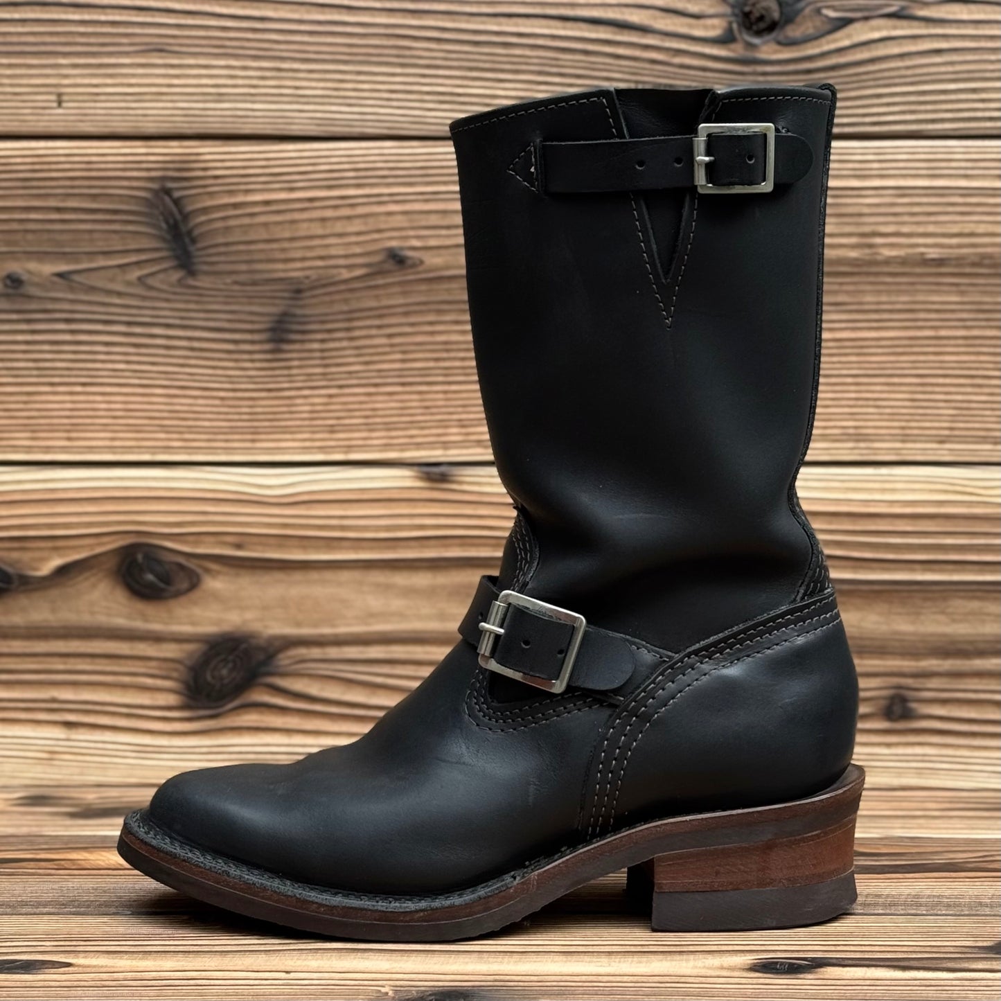 Narrow Wesco Engineer Boots Black Fire 10"Height #700 Vibram〈7E〉