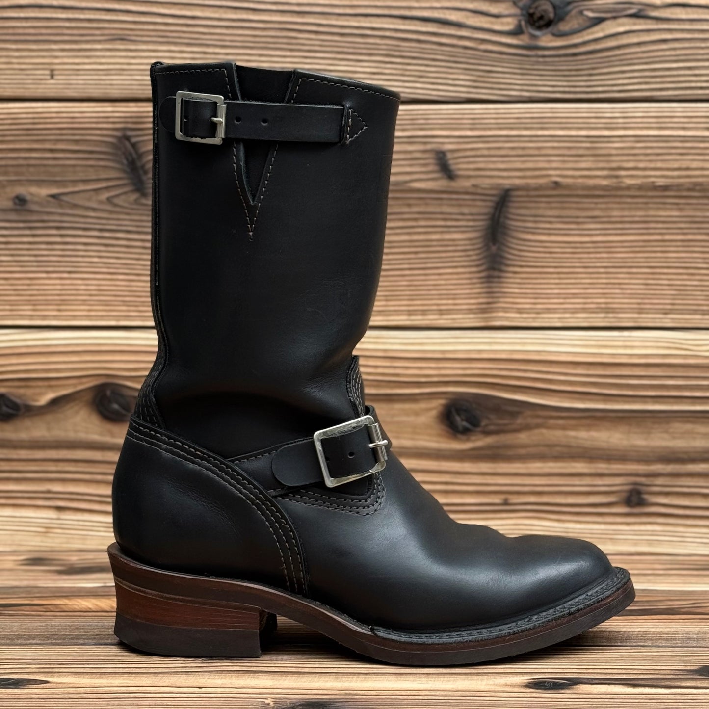 Narrow Wesco Engineer Boots Black Fire 10"Height #700 Vibram〈7E〉