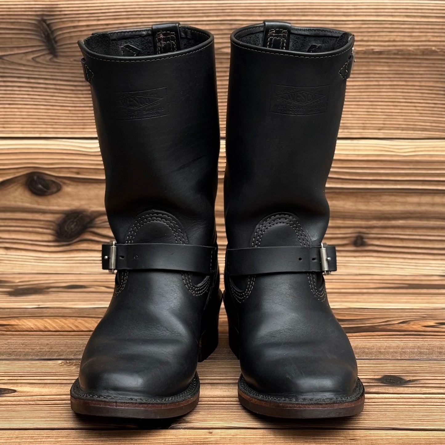 Narrow Wesco Engineer Boots Black Fire 10"Height #700 Vibram〈7E〉