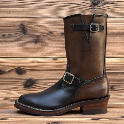 Horsehide Narrow Wesco Engineer Boots Black Tie Domain X Black Horsehide 10"Height #700 Vibram〈8 1/2E〉