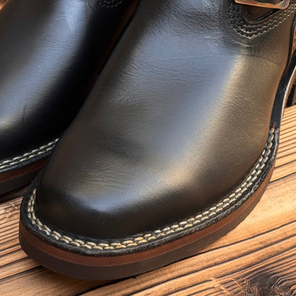 Horsehide Narrow Wesco Engineer Boots Black Tie Domain X Black Horsehide 10"Height #700 Vibram〈8 1/2E〉