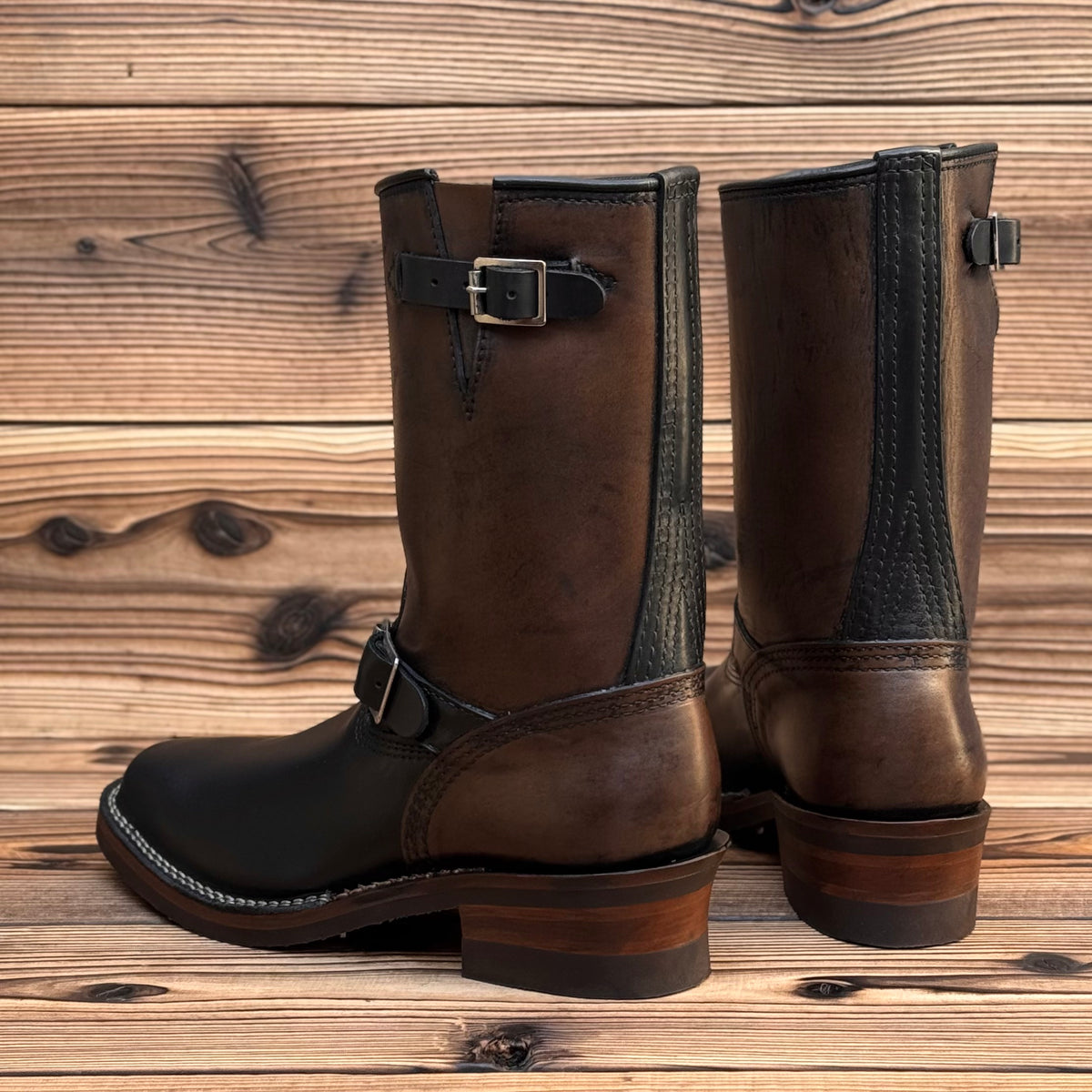 Horsehide Narrow Wesco Engineer Boots Black Tie Domain X Black Horsehide 10"Height #700 Vibram〈8 1/2E〉