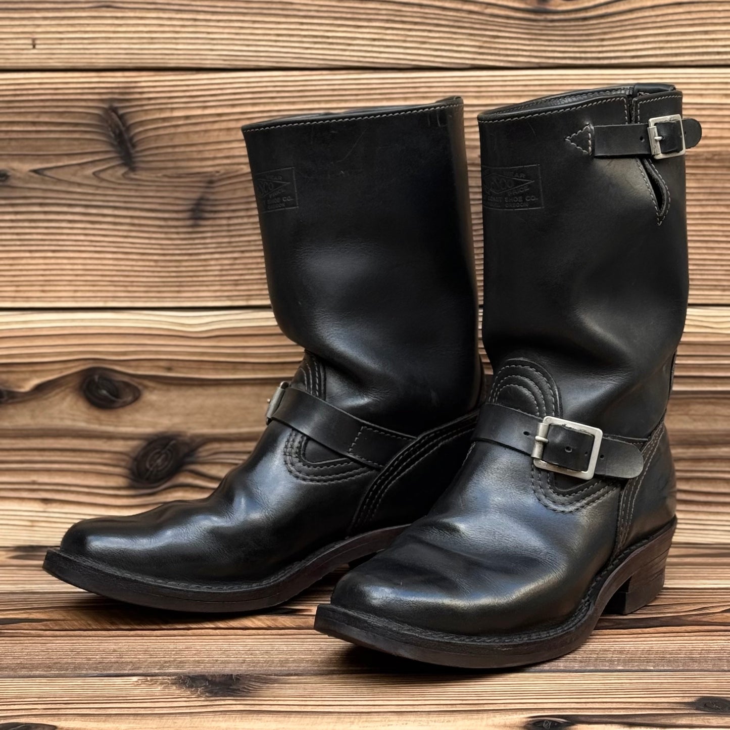 Narrow Wesco Engineer Boots Black Fire 10"Height #700 Vibram〈8D〉