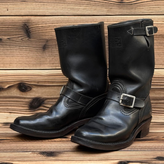 Narrow Wesco Engineer Boots Black Fire 10"Height #700 Vibram〈8D〉