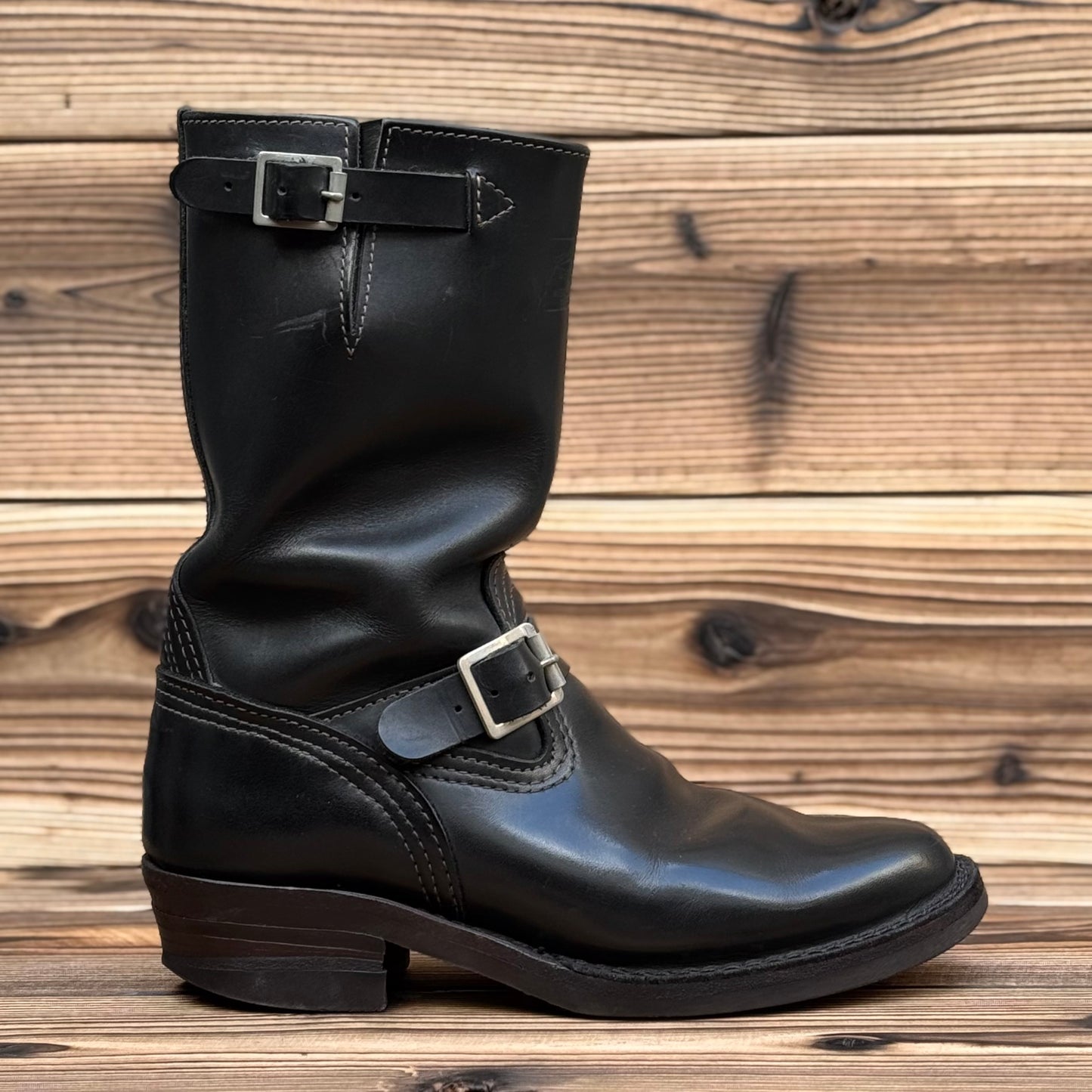 Narrow Wesco Engineer Boots Black Fire 10"Height #700 Vibram〈8D〉