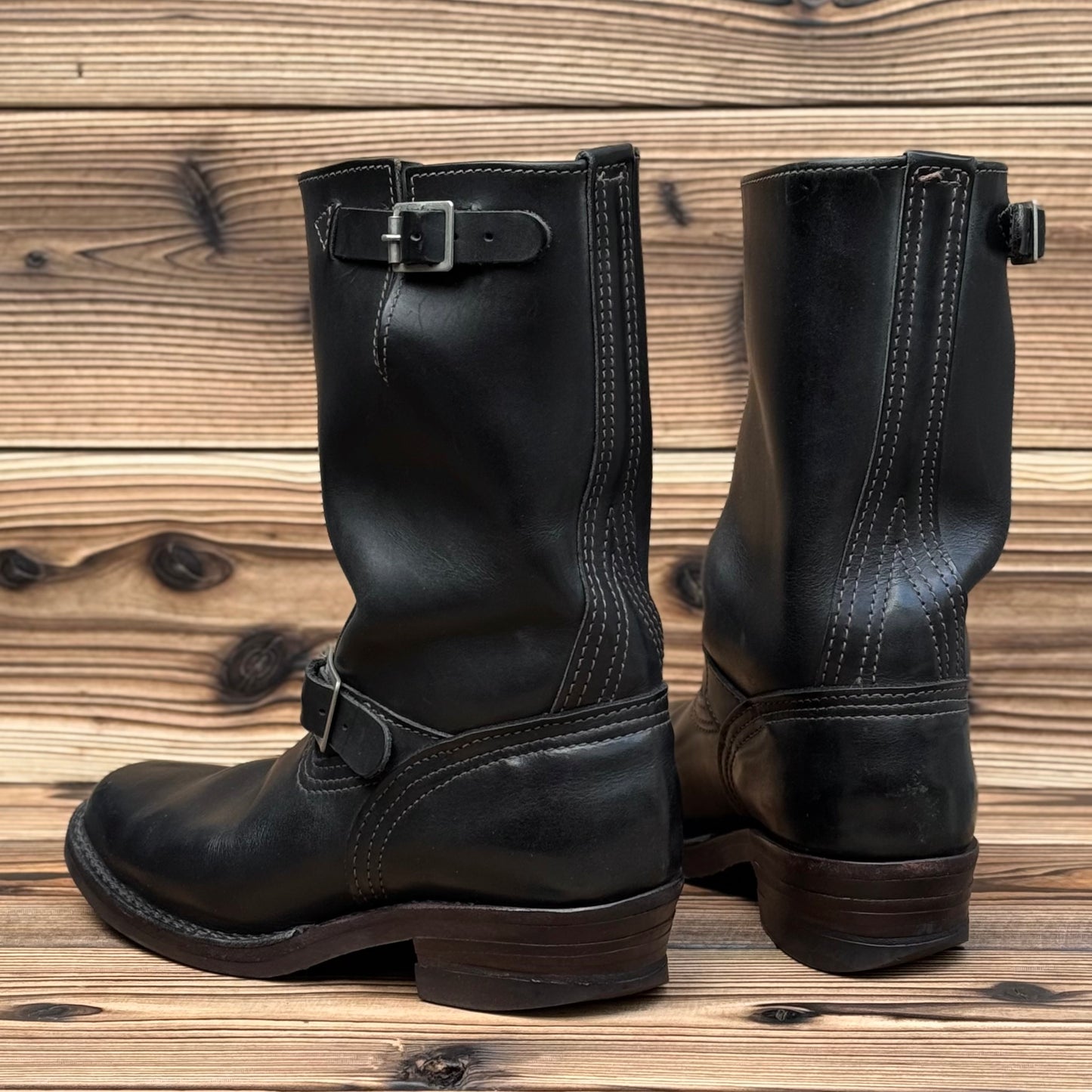 Narrow Wesco Engineer Boots Black Fire 10"Height #700 Vibram〈8D〉