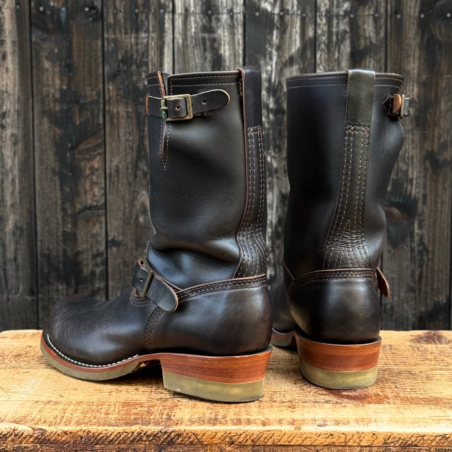 "1939's" Black Horween Horsehide - USA Limited Edition 10"Height Wesco Green Half Outsoles and Heels 〈8 1/2D〉