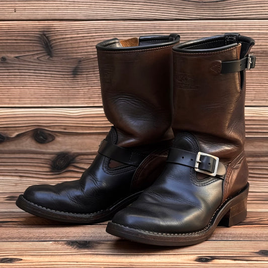 Narrow Wesco Engineer Boots Black Tie Domain x Horsehide 10"Height #700 Vibram〈8E〉