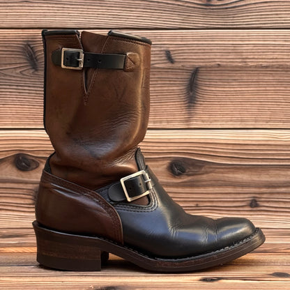Narrow Wesco Engineer Boots Black Tie Domain x Horsehide 10"Height #700 Vibram〈8E〉