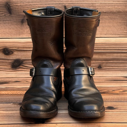 Narrow Wesco Engineer Boots Black Tie Domain x Horsehide 10"Height #700 Vibram〈8E〉