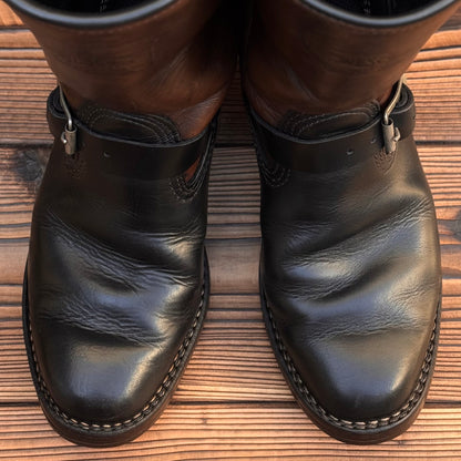 Narrow Wesco Engineer Boots Black Tie Domain x Horsehide 10"Height #700 Vibram〈8E〉