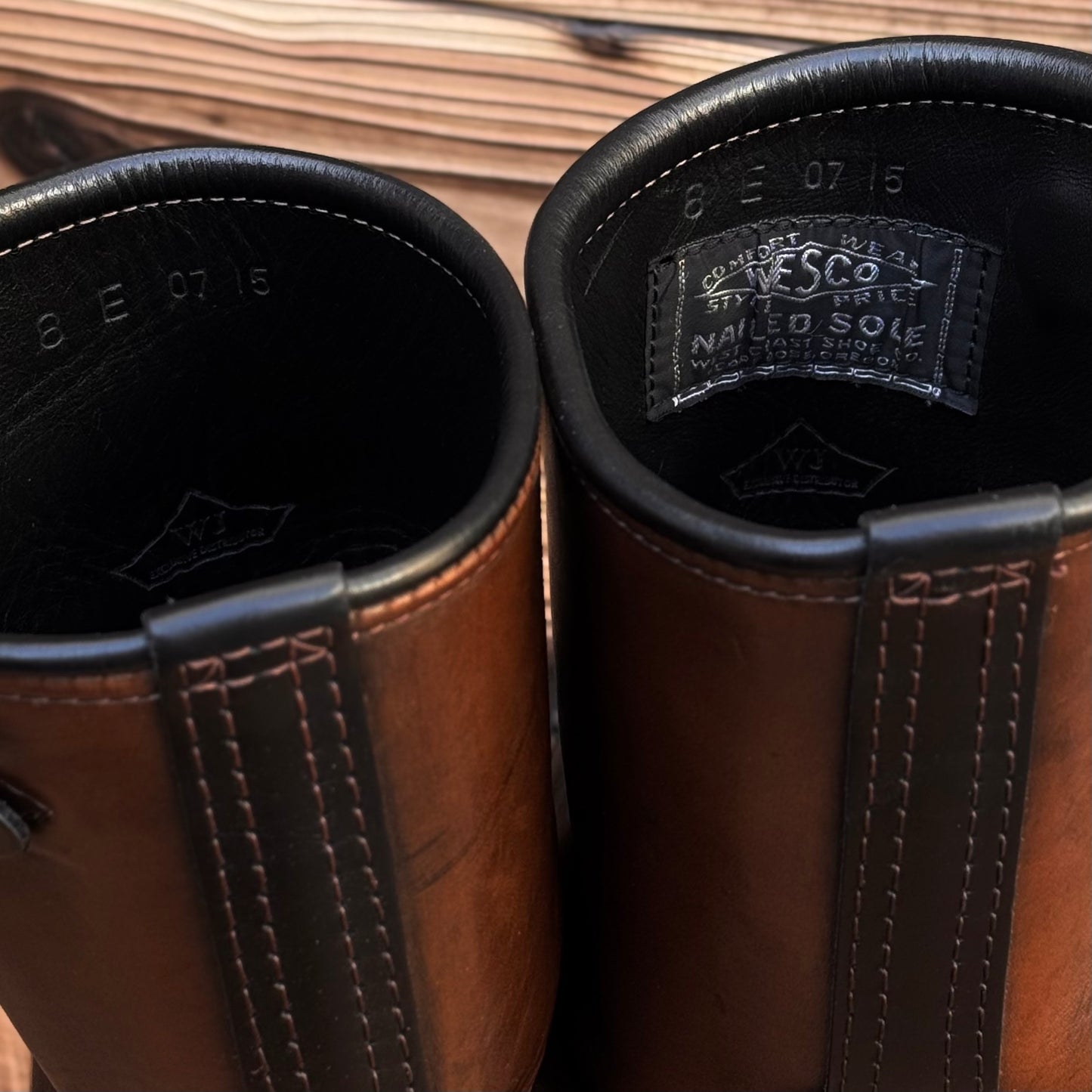 Narrow Wesco Engineer Boots Black Tie Domain x Horsehide 10"Height #700 Vibram〈8E〉