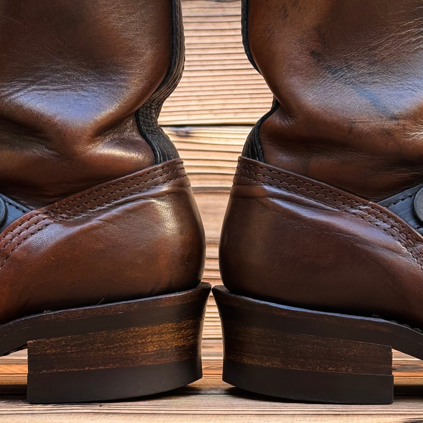 Narrow Wesco Engineer Boots Black Tie Domain x Horsehide 10"Height #700 Vibram〈8E〉