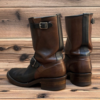 Narrow Wesco Engineer Boots Black Tie Domain x Horsehide 10"Height #700 Vibram〈8E〉