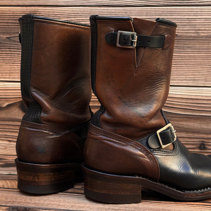 Narrow Wesco Engineer Boots Black Tie Domain x Horsehide 10"Height #700 Vibram〈8E〉